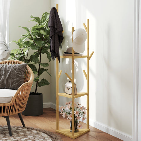 Rootz Bamboo Clothes Rack - Wardrobe Stand - Coat Hanger - Space-Saving Design - 45cm x 45cm x 170cm