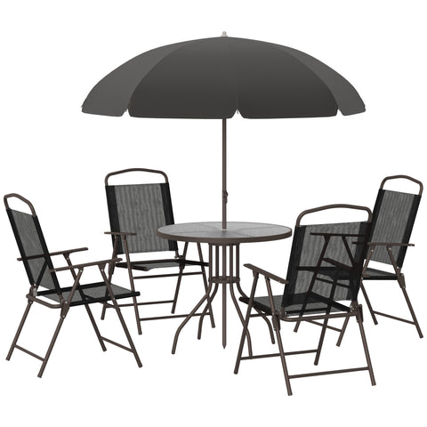 Rootz 6-Part Garden Furniture Set - Bistro Set - Outdoor Dining Set - Comfort & Style - Steel & Polyester - Table Ø80x69.5cm, Chairs 51.5x64x93cm