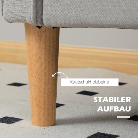 Rootz Two-Seater Sofa - Velvet Loveseat - Button Tufted Backrest - Storage Space - Light Gray - 117cm x 62cm x 78cm