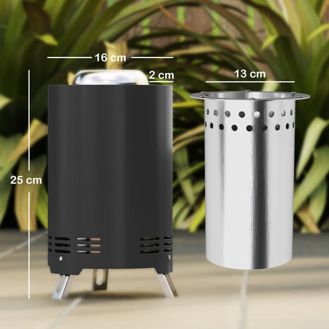 Rootz Fire Bowl - Fireplace - Fire Shells - Smoke-Free Combustion - Stainless Steel - Ø16x25cm