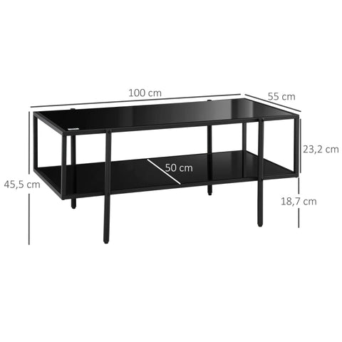 Rootz Coffee Table with Storage - Living Room Table - Sofa Table - Adds Elegance & Organization - 100cm x 55cm x 45.5cm