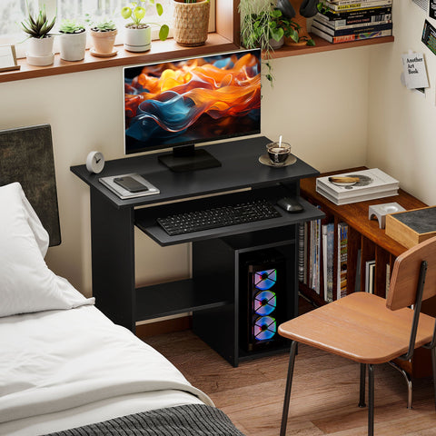 Rootz Computer Desk - Office Table - Workstation - Compact Design - 80 x 45 x 75 cm - Black