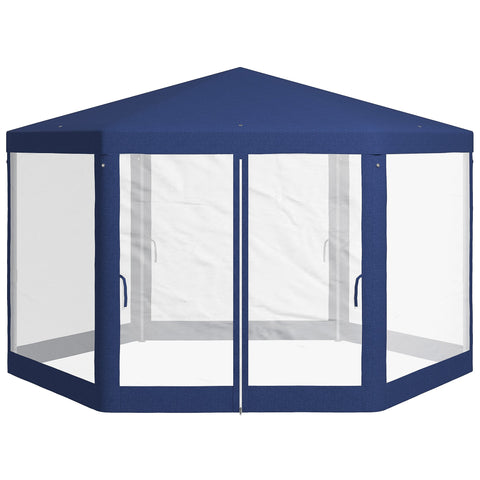 Rootz Garden Pavilion - 6-Corner Gazebo - Metal Frame Tent - Insect Protection - 3.94x3.412x2.5m - Blue