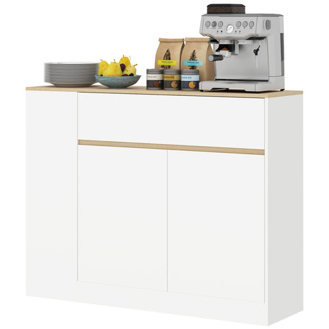 Rootz Sideboard Cabinet - Large Storage Organiser - Console Table - Ample Storage - 105 x 30 x 81.5cm - Modern White - Brown Finish