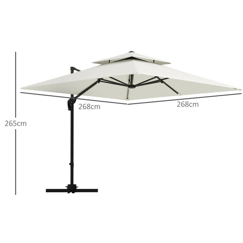 Rootz Off Square Parasol - Sunshade - Patio Umbrella - UV50+ Protection - 2.7m x 2.7m x 2.65m