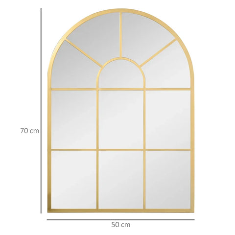 Rootz Wandspiegel - Raamspiegel - Met metalen frame - Wanddecoratie - Goud - 70 x 2 x 50 cm