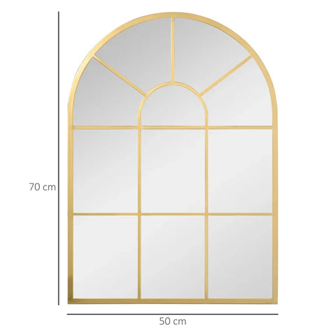 Rootz Wall Mirror - Window Mirror - With Metal Frame - Wall Decoration - Gold - 70 x 2 x 50 cm
