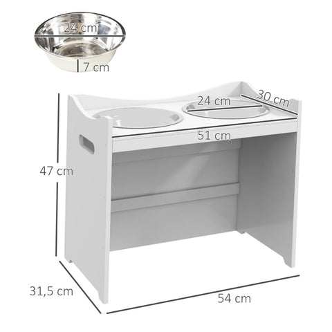 Rootz Adjustable Feeding Station - Durable Pet Feeder - Stylish Dog Bowl Stand - Ergonomic Design - Easy to Clean - 54cm x 31.5cm x 47cm - MDF & Stainless Steel