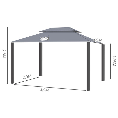 Rootz Garden Pavilion - Outdoor Shelter - Event Tent - Durable Aluminum - 4 x 3 m - Protects from Sun & Insects - Stylish Design