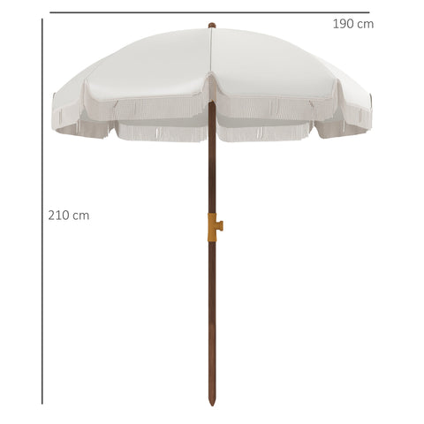 Rootz Beach Sunshield Parasol - Outdoor Umbrella - UV Protection - Stylish Fringes - 8 Robust Ribs - Ø1.9 x 2.1h m
