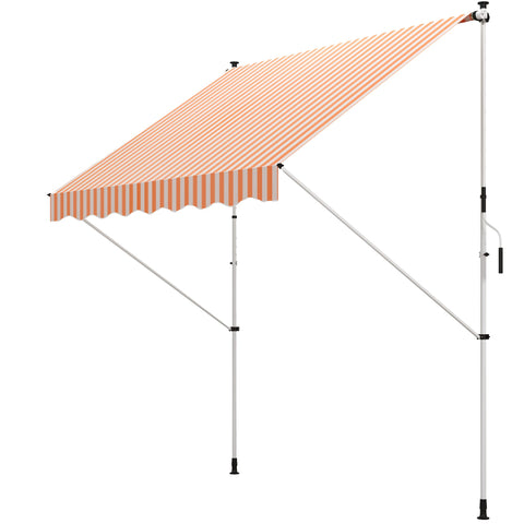 Rootz Telescopic Awning - Pull-Out Sunshade - Outdoor Canopy - UV Protection - Fast Install - 300cm x 150cm x 170-280cm - Orange White Striped