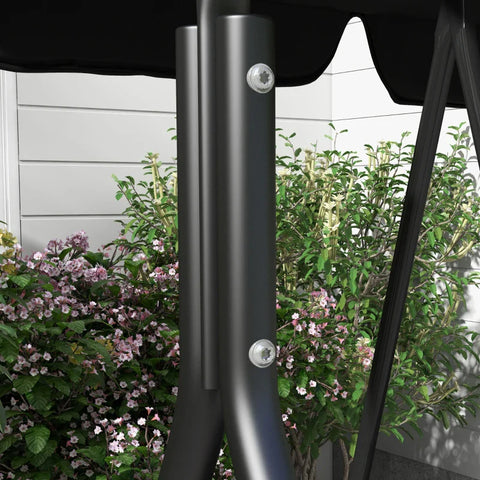 Rootz Hollywood Swing - Garden Lounger - Rocking Bench - 3 Seater - Weather Resistant - Steel-polyester - Black - 172cm X 110cm X 153cm