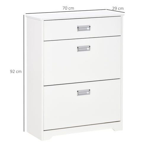 Rootz Shoe Cabinet - Entryway Organizer - Storage Unit - Space-Saving - 70W x 29D x 92H cm - Holds Up to 16 Pairs - White