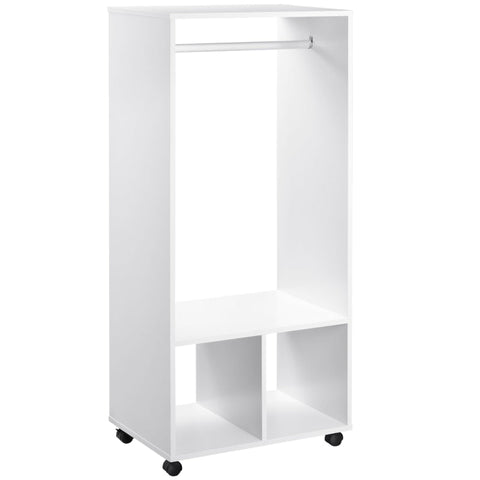Rootz Mobile Wardrobe - Wardrobe Cabinet - Storage Organizer - Easy Mobility - Ample Storage - Durable Material - 60cm x 40cm x 128cm - White