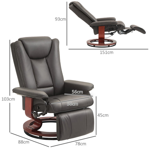 Rootz Reclining Relaxation Chair - TV Armchair - Cinema Chair - 360° Rotatable - Faux Leather - 78cm x 88cm x 103cm