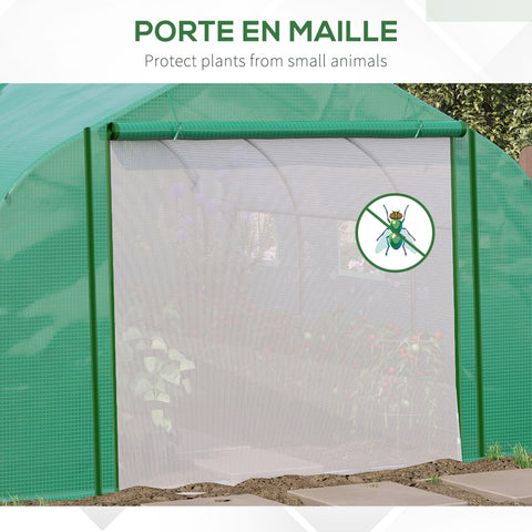 Rootz Garden Greenhouse Tunnel - Plant Shelter - UV Protection - Galvanized Steel - 3.47m x 3m x 2m - 6 Windows & Roll-Up Zipper Door