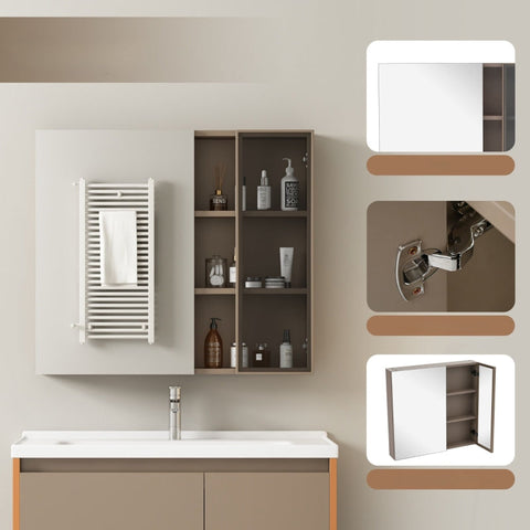 Rootz Mirror Cabinet - Bathroom Storage Unit - Vanity Organizer - Modern Design and Durable MDF - 80cm x 12cm x 75cm
