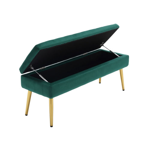 Rootz Modern Storage Bench - Velvet Ottoman - Upholstered Seat - Elegant & Comfortable - 111cm x 35cm x 44.5cm