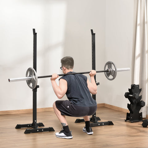 Rootz Dumbbell Stand Set - Barbell Shelf - Weight Rack - Resilient Steel - 52 x 48 x 160 cm - Adjustable Height & Rubber Foot Caps