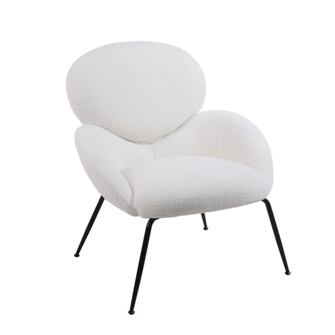 Rootz Teddy Velvet Dressing Chair - White Metal Leg Accent Chair - Comfy Lounge Seat - Luxurious Comfort - 74.1L x 77.9W x 81H cm