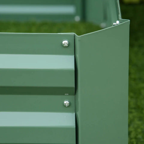 Rootz Planter Box Set of 2 - Open Bottom Flower Box - Raised Garden Bed - Steel Frame - Green - 2 x 100 x 100 x 30 cm