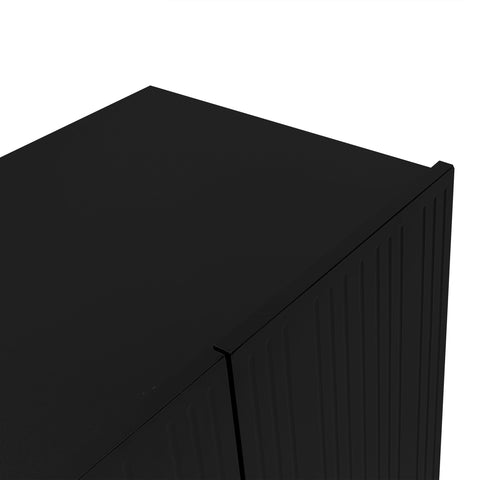 Rootz Sideboard with Teardrop Carving - Molded Doors - Buffer Hinge - Quiet Operation - 120x37.5x80.8 cm - Black