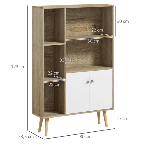 Rootz Scandinavian Bookcase - Storage Furniture - 5 Niche Cabinet - Elegant Design - 80L x 23.5W x 123H cm