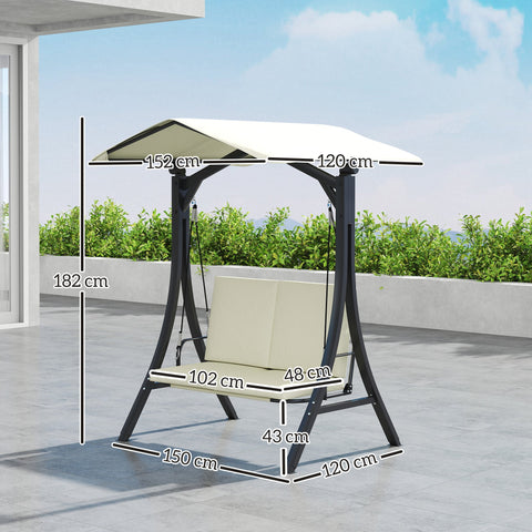 Rootz 2-Seater Hollywood Swing - Garden Swing - Adjustable Canopy Chair - UV Protection - 150cm x 120cm x 182cm