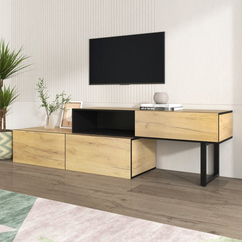 Rootz TV Cabinet Combo - Entertainment Stand - TV Console - Adjustable Length, Ample Storage - 120cm x 34.5cm x 30cm/50cm