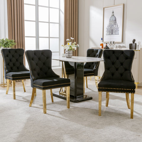 Rootz 4 Piece Dining Room Chair Set - Upholstered Chairs - Nail Head Trim Seating - Luxurious Comfort - 51.5 x 65.5 x 95 cm