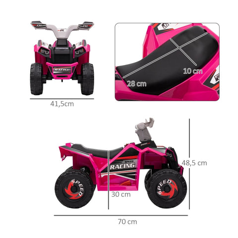 Rootz Electric Children's Quad - Kids Ride-On ATV - Toddler Electric Vehicle - Safe Speed - Easy Operation - Long-lasting Fun - 70cm x 41.5cm x 48.5cm - Plastic & Metal - Pink