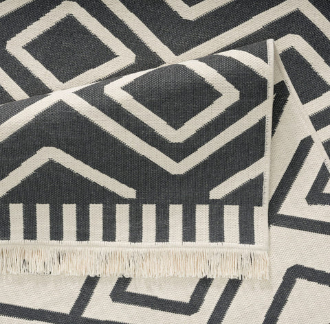 Reversible Flatweave Rug – Machine Washable – Durable Cotton Blend – Versatile Design