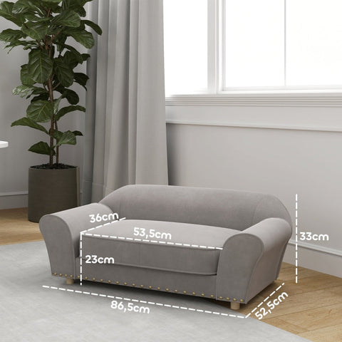 Rootz Dog Sofa - Pet Chair - Elegant Rivets - 9cm Thick Cushion - Stylish - 86.5cm x 52.5cm x 33cm