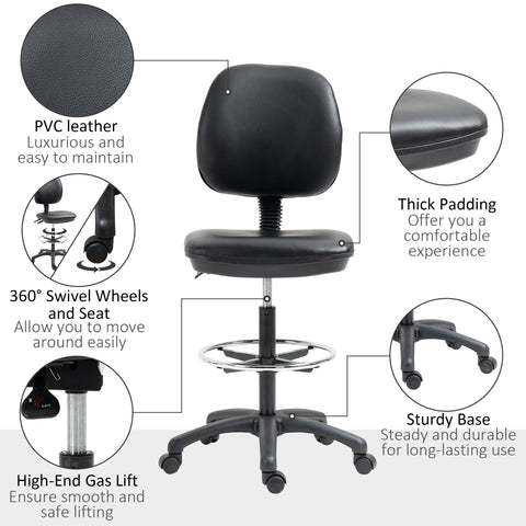 Rootz Height-Adjustable Roll Stool - Ergonomic Seating - Rotatable Chair - Enhanced Comfort - 49.5cm x 46cm x 115.5-137cm