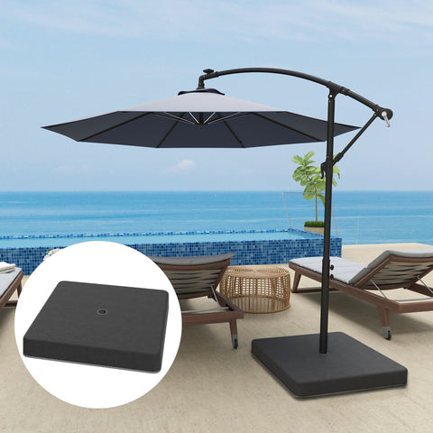 Rootz Parasol Stand Base Weights - Waterproof - Fillable Sand Holders - Durable & UV-Resistant - 89cm x 89cm x 10.5cm - Black