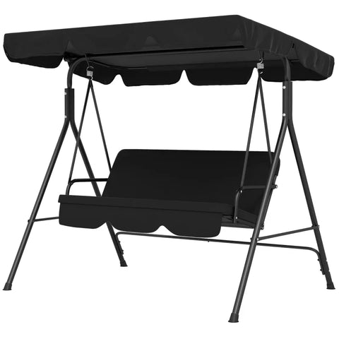 Rootz Hollywood Swing - Garden Lounger - Rocking Bench - 3 Seater - Weather Resistant - Steel-polyester - Black - 172cm X 110cm X 153cm