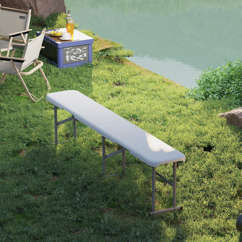 Rootz Campingbank - Outdoor Plastic Bench - Folding Picnic Seat - 240kg Capacity - 182cm x 28cm x 42cm - Waterproof & Durable