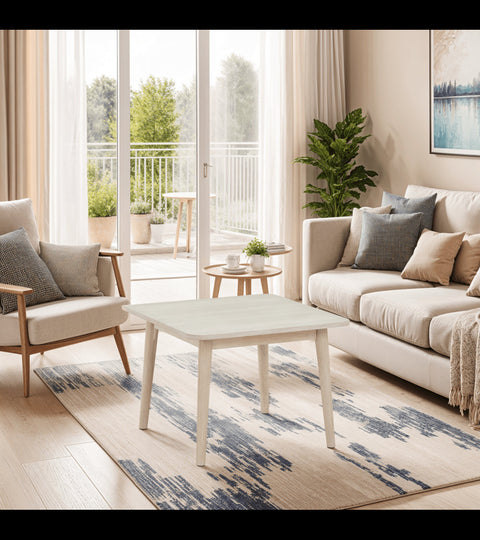 Rootz Coffee Table - Modern Coffee Table - Stylish Living Room Furniture - Durable, Elegant Design, Easy Maintenance - 70cm x 70cm x 52cm - Natural Oak with White Oil Finish