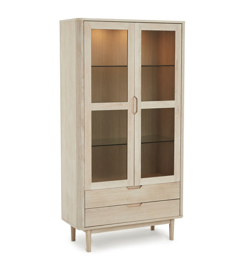 Rootz vitrinekast - vitrinekast - opbergeenheid - massief eiken en glas - duurzaam en stijlvol - voldoende opbergruimte - 45 cm x 100 cm x 190 cm