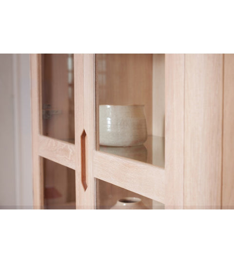 Rootz vitrinekast - vitrinekast - opbergeenheid - massief eiken en glas - duurzaam en stijlvol - voldoende opbergruimte - 45 cm x 100 cm x 190 cm