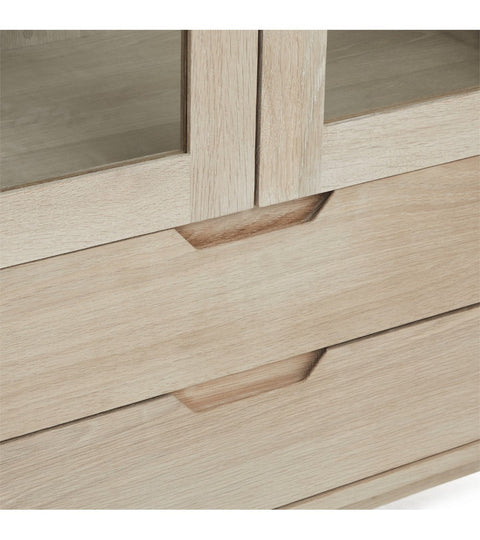 Rootz vitrinekast - vitrinekast - opbergeenheid - massief eiken en glas - duurzaam en stijlvol - voldoende opbergruimte - 45 cm x 100 cm x 190 cm