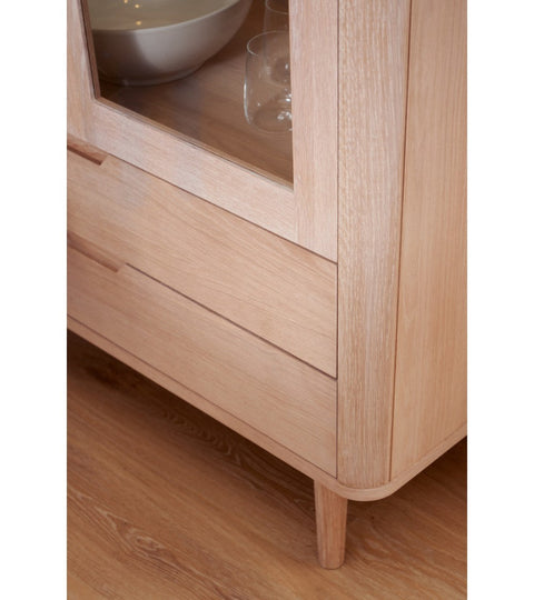 Rootz vitrinekast - vitrinekast - opbergeenheid - massief eiken en glas - duurzaam en stijlvol - voldoende opbergruimte - 45 cm x 100 cm x 190 cm