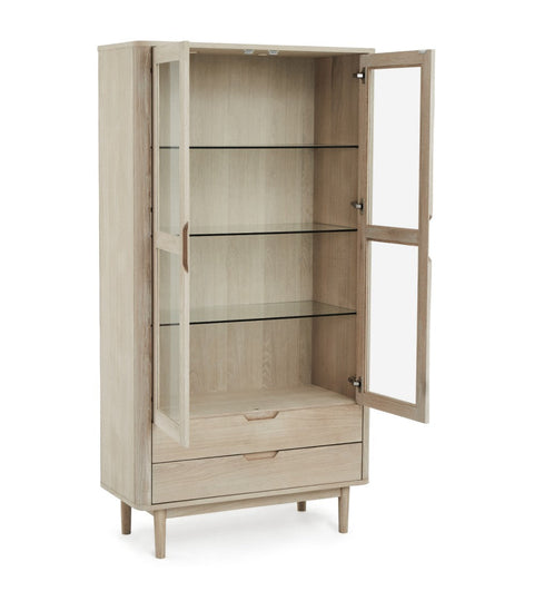 Rootz vitrinekast - vitrinekast - opbergeenheid - massief eiken en glas - duurzaam en stijlvol - voldoende opbergruimte - 45 cm x 100 cm x 190 cm