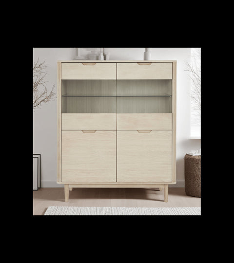 Rootz Highboard - Storage Cabinet - Sideboard - Elegant Design - Durable Construction - Ample Storage - 45cm x 123cm x 112cm