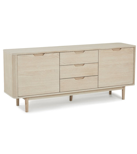 Rootz Sideboard - Storage Cabinet - Buffet Table - Solid Oak and MDF - Elegant Design - Ample Storage - Quiet Functionality - 45cm x 180cm x 75cm