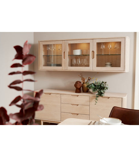 Rootz Sideboard - Storage Cabinet - Buffet Table - Solid Oak and MDF - Elegant Design - Ample Storage - Quiet Functionality - 45cm x 180cm x 75cm