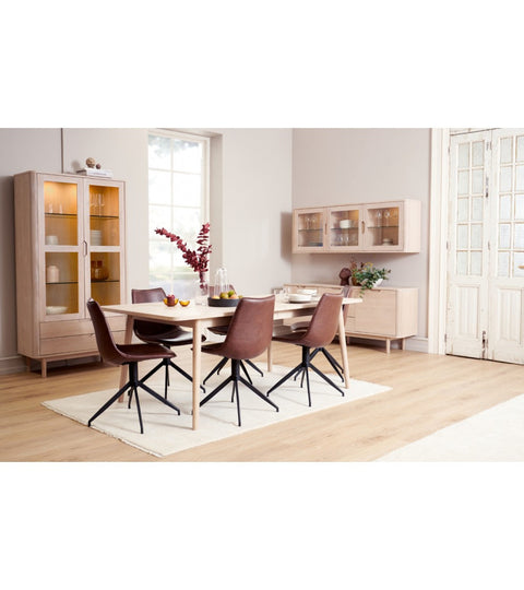 Rootz Sideboard - Storage Cabinet - Buffet Table - Solid Oak and MDF - Elegant Design - Ample Storage - Quiet Functionality - 45cm x 180cm x 75cm