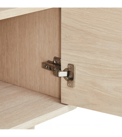 Rootz Sideboard - Storage Cabinet - Buffet Table - Solid Oak and MDF - Elegant Design - Ample Storage - Quiet Functionality - 45cm x 180cm x 75cm