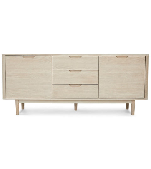 Rootz Sideboard - Storage Cabinet - Buffet Table - Solid Oak and MDF - Elegant Design - Ample Storage - Quiet Functionality - 45cm x 180cm x 75cm