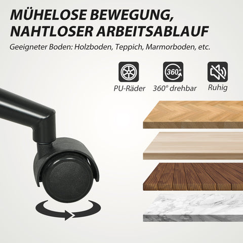 Rootz Ergonomic Mobile Office Chair - Desk Chair - Rotatable Seating - Comfort Fabric - 61.5cm x 65cm x 91-101cm -White